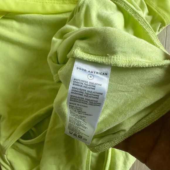 good american yellow mesh short sleeve bodysuit - Picture 2 of 4